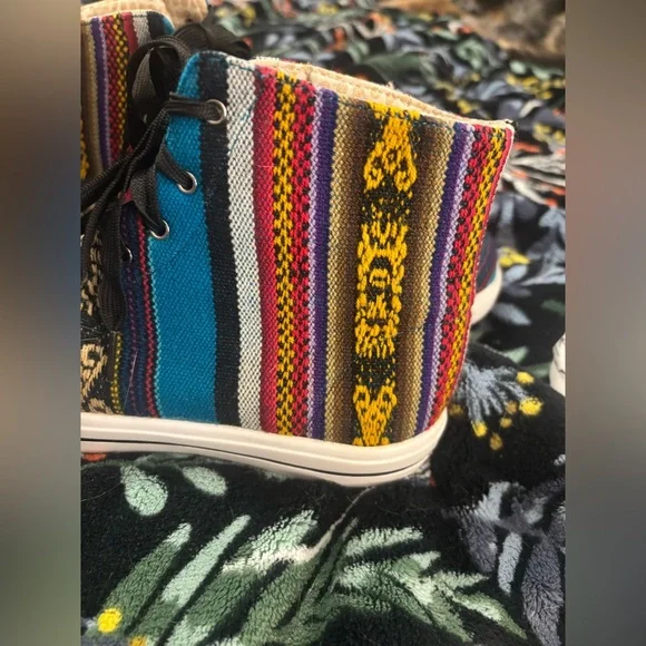 Inkkas Multicolor Striped High-Top Sneakers Handmade In Peru - Picture 3 of 12